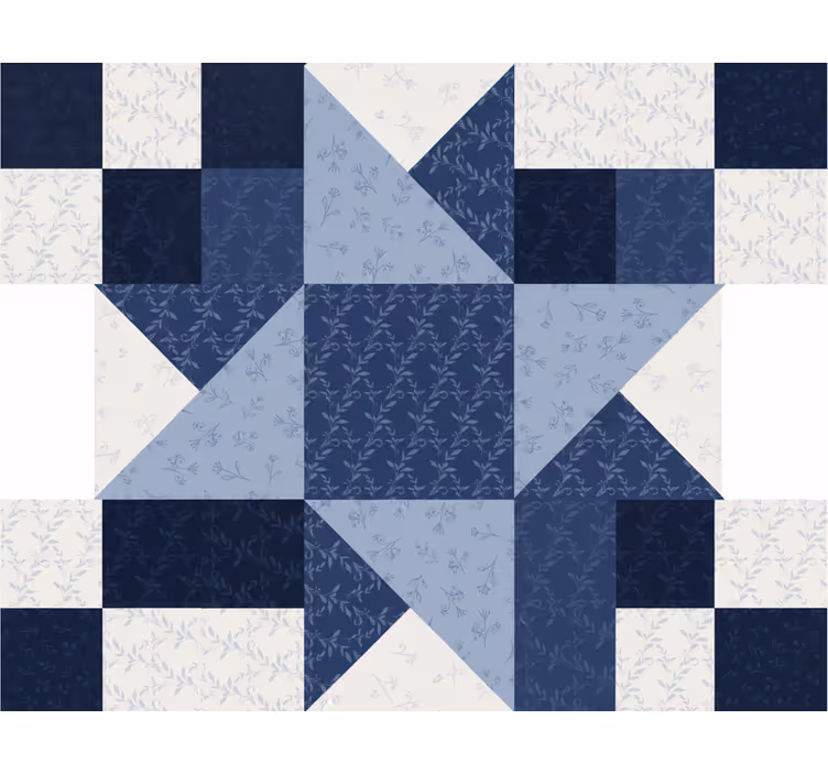 Rollo wohnzimmer im patchwork design mit blauen sternen - TenStickers