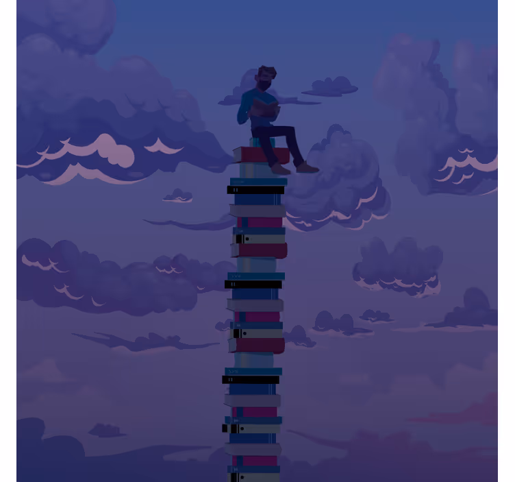 Rollo wohnzimmer buchturm illustration - TenStickers