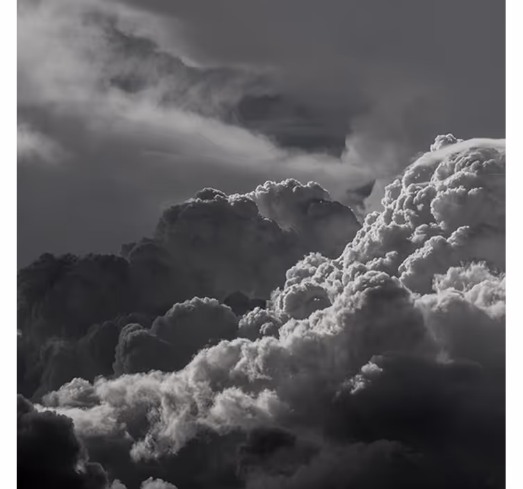 Rollo wohnzimmer himmel in schwarz und weiß mit wolken - TenStickers