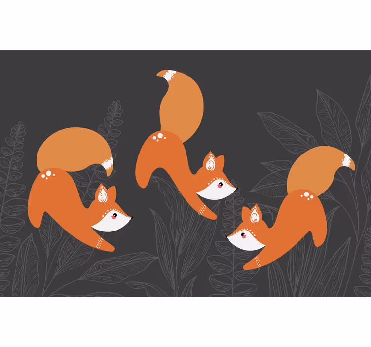 Rollo wohnzimmer mit skandinavischen füchsen im wald - TenStickers