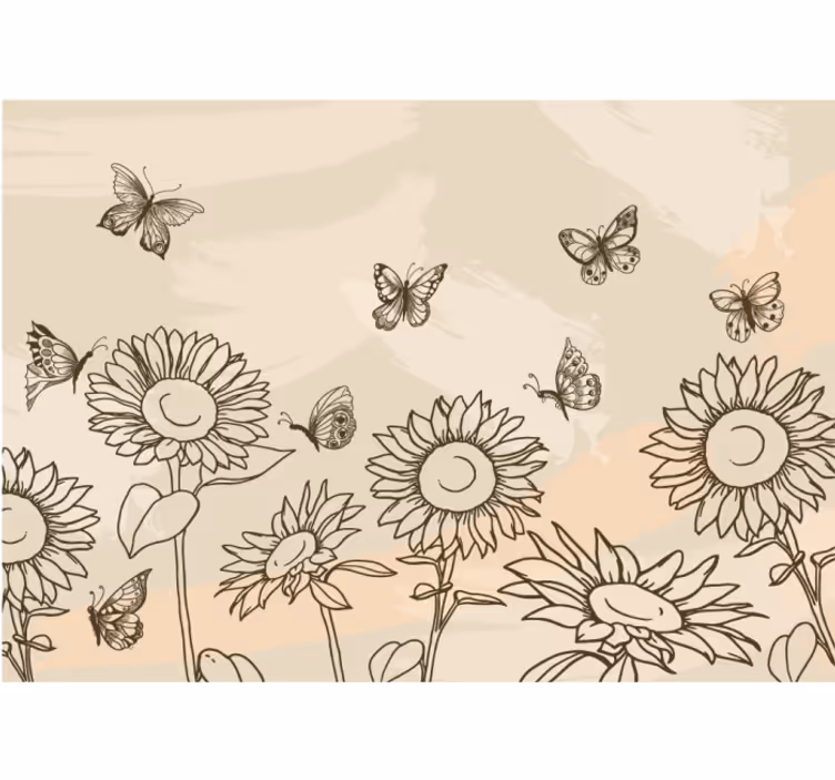 Rollo fenster beige mit sonnenblumen und schmetterlingen - TenStickers