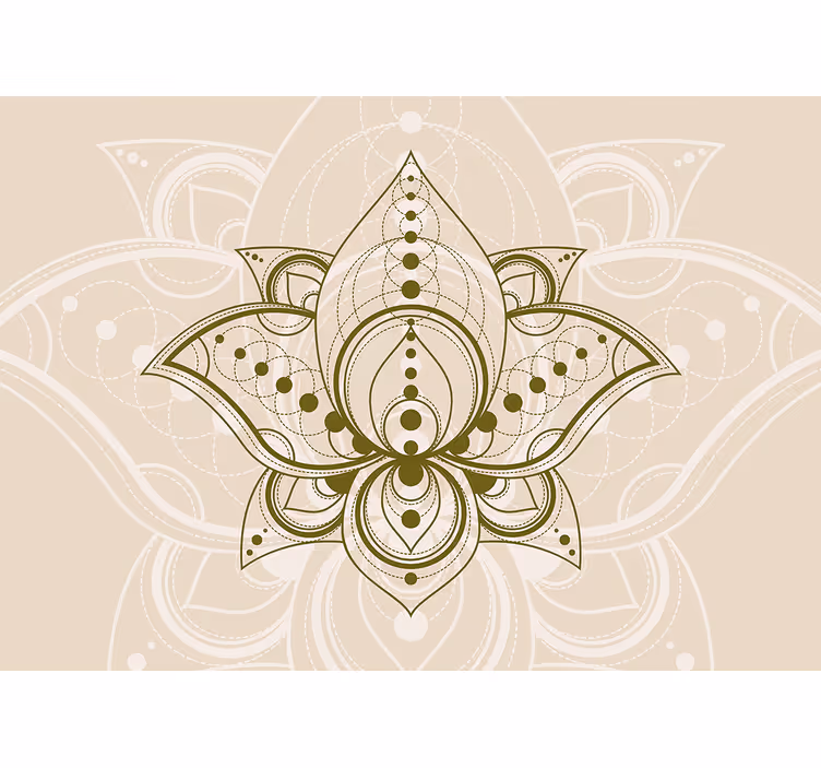 Rollo fenster beige mit goldenem lotusblütenmuster - TenStickers