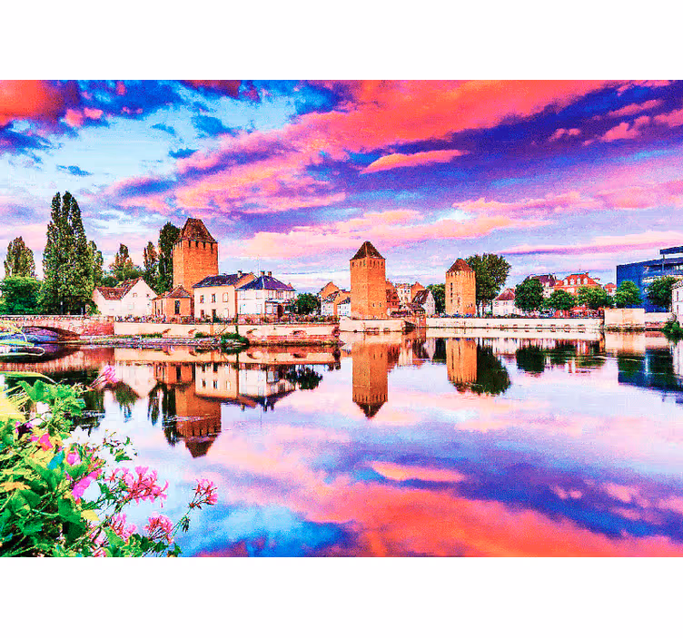 Rollo fenster schlafzimmer rosa himmel im wasser - TenStickers