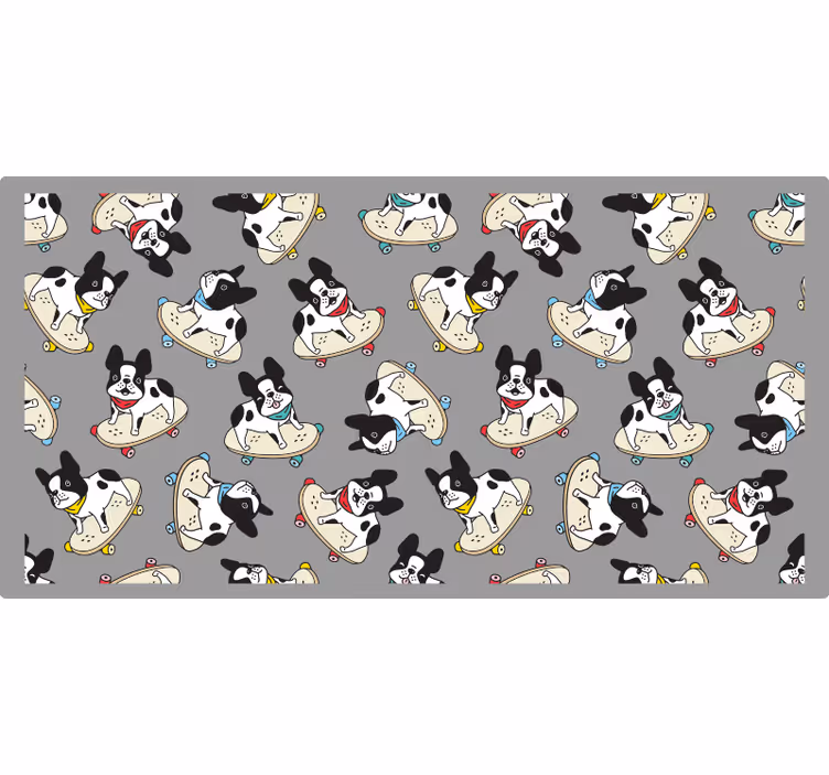 Rollo fenster grau skateboardende bulldogge - TenStickers
