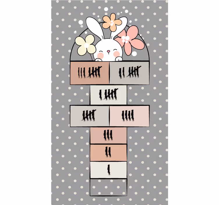 Rollo fenster grau mit nordic-rabbit-hüpfspiel - TenStickers