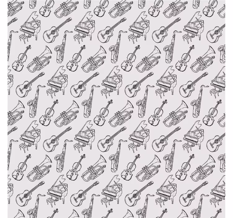 Rollo fenster grau mit handgezeichnetem instrumentenmuster - TenStickers