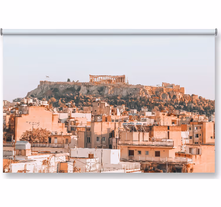 Rollo fenster schlafzimmer mit blick auf athen und akropolis - TenStickers