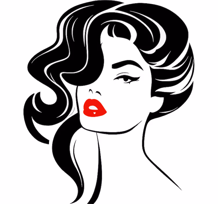 Rollo fenster weiß schöne frau mit roten lippen - TenStickers