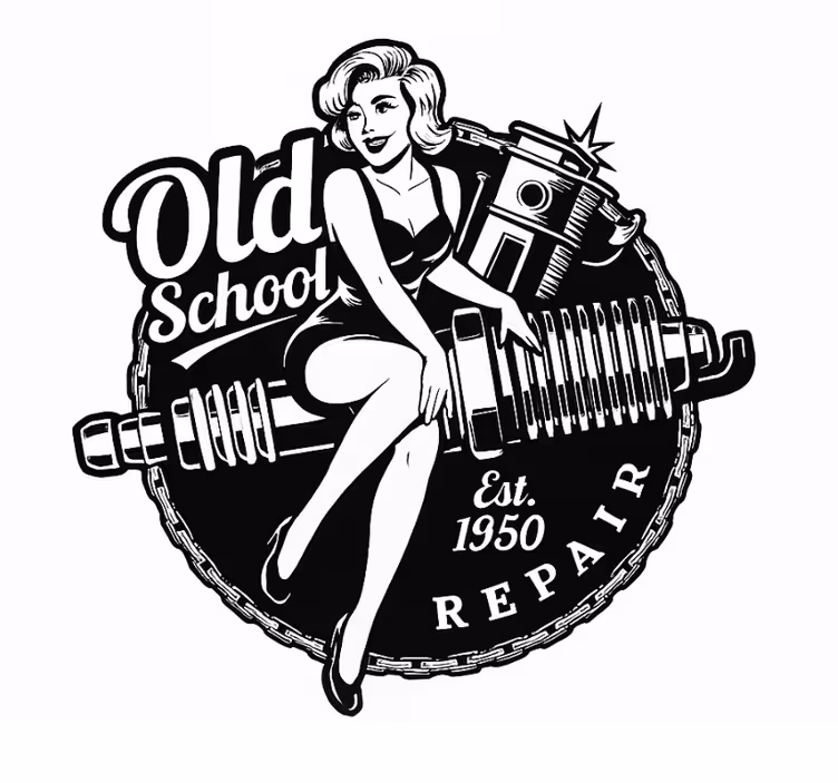 Rollo wohnzimmer im vintage garage pinup stil - TenStickers