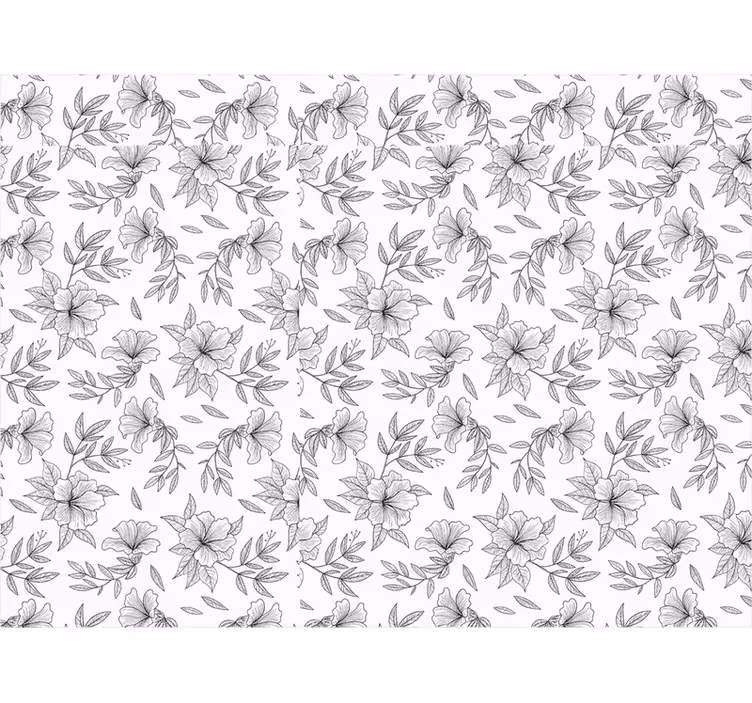 Rollo wohnzimmer mit schwarz-weiß blumenmuster - TenStickers