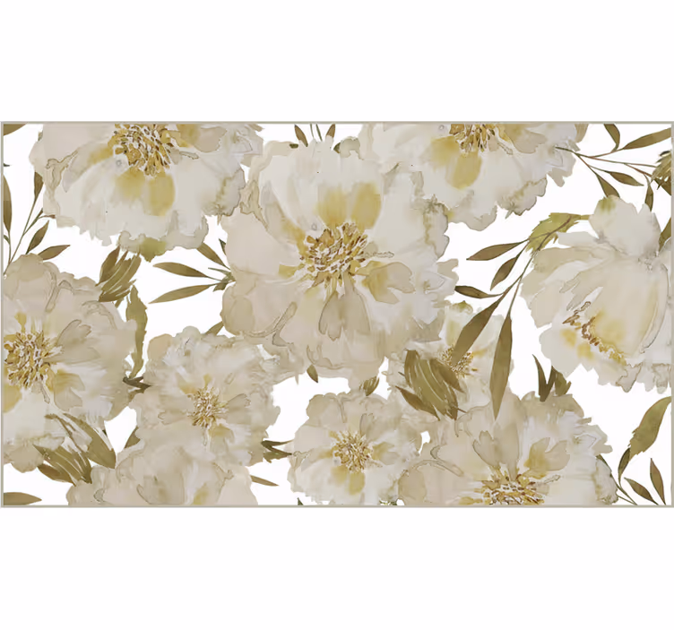 Rollo wohnzimmer weiße große blumen - TenStickers