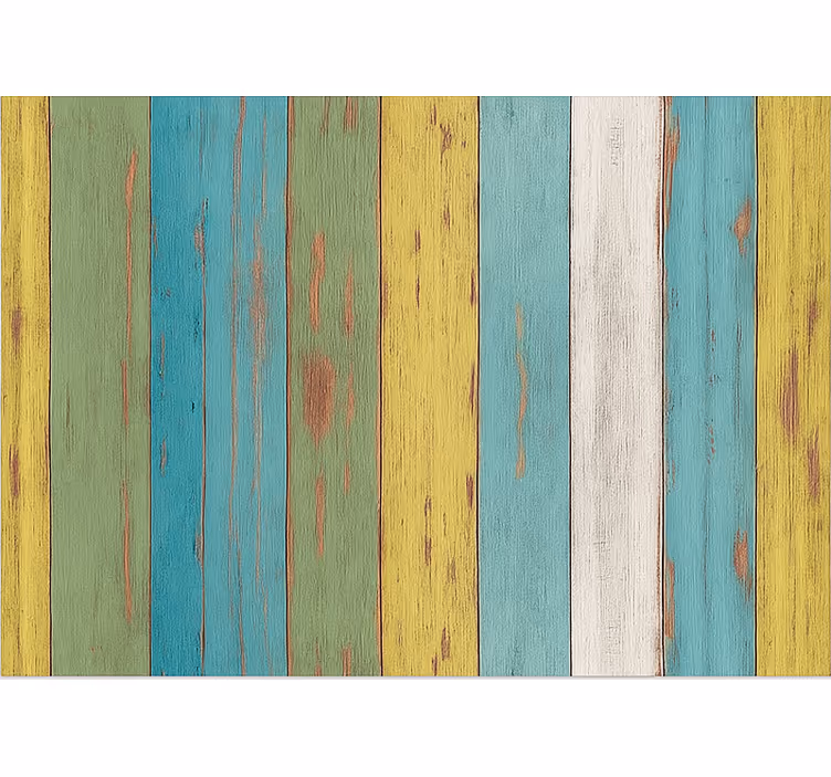 Rollo wohnzimmer mit buntem gewaschenem holzlook - TenStickers