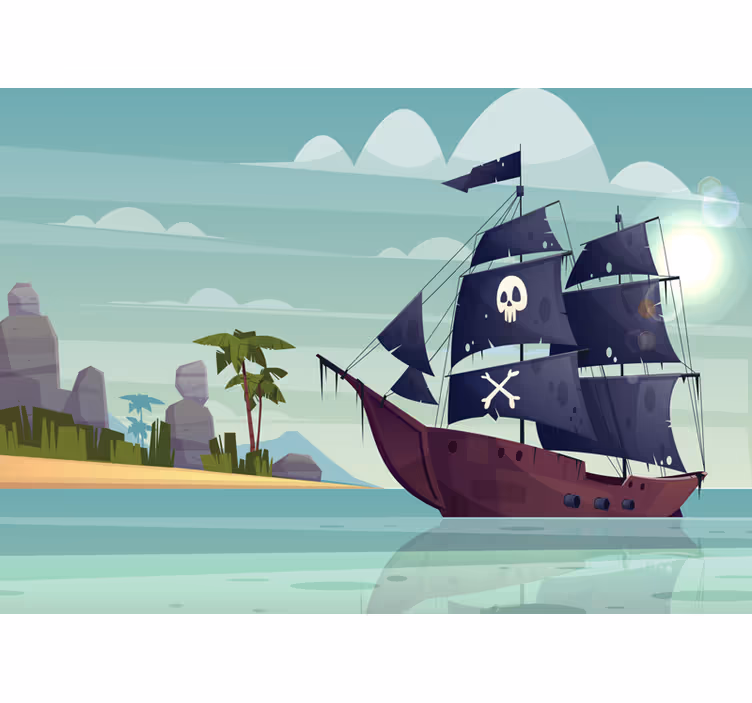Rollo fenster kinderzimmer piratenschiff wandbild - TenStickers
