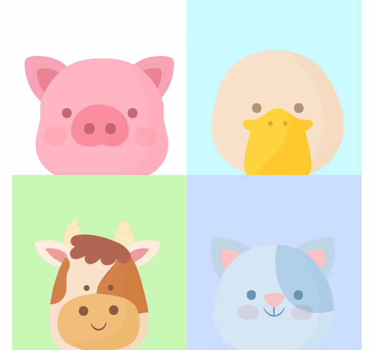 Rollo fenster kinderzimmer mit 4 niedlichen farmtieren - TenStickers