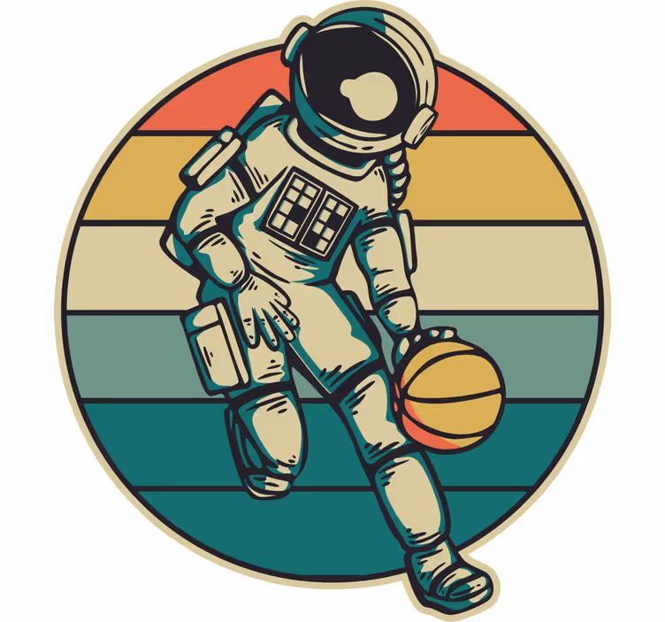 Rollo fenster kinderzimmer vintage astronaut basketball - TenStickers