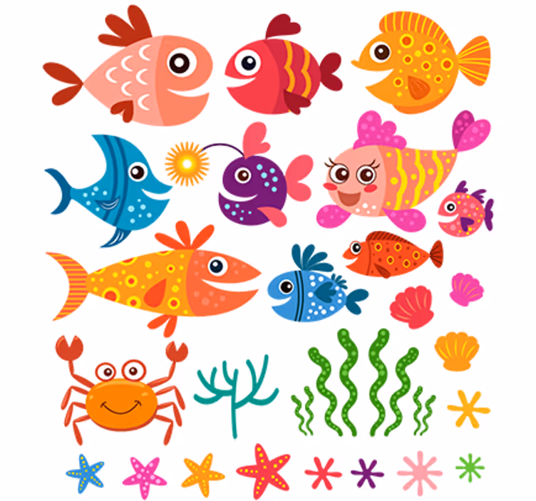 Rollo fenster kinderzimmer bunte babyfische - TenStickers