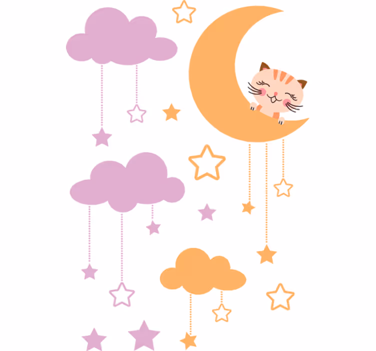 Rollo fenster kinderzimmer mit katzenmond aufkleber - TenStickers
