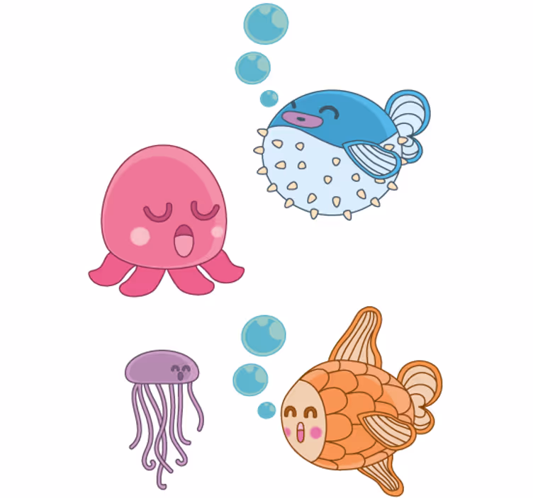 Rollo fenster kinderzimmer mit fischmotiv aufkleber - TenStickers