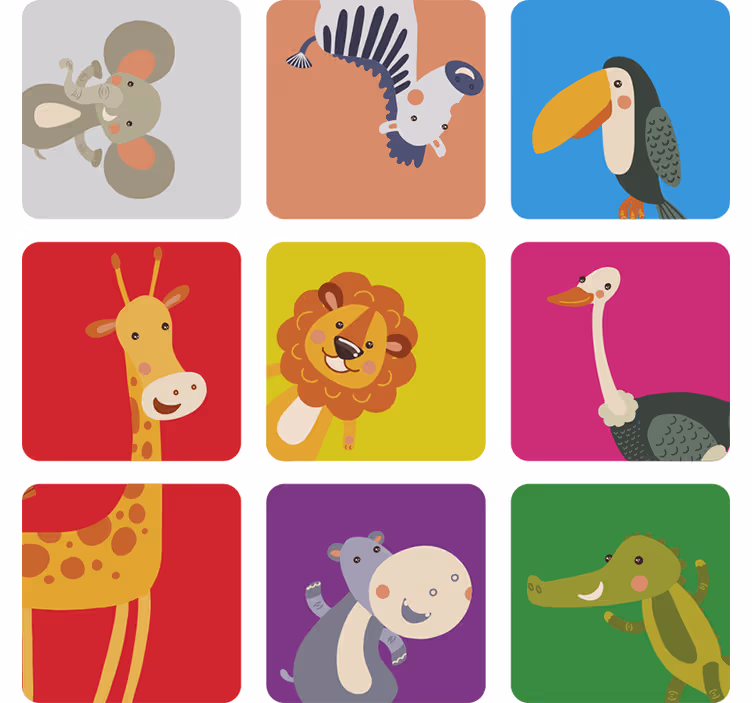 Rollo fenster kinderzimmer mit bunten tieren - TenStickers