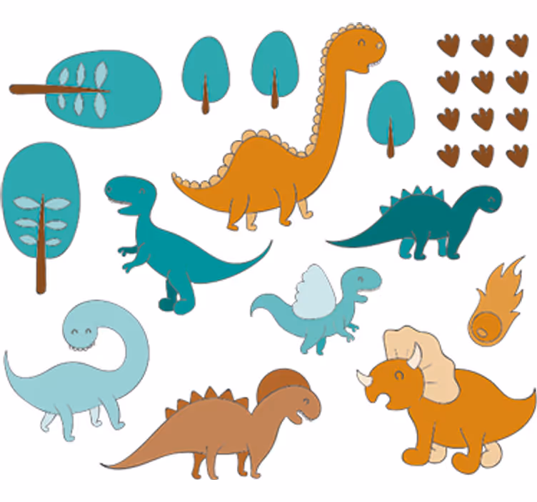 Rollo fenster kinderzimmer dino landschaft sticker - TenStickers