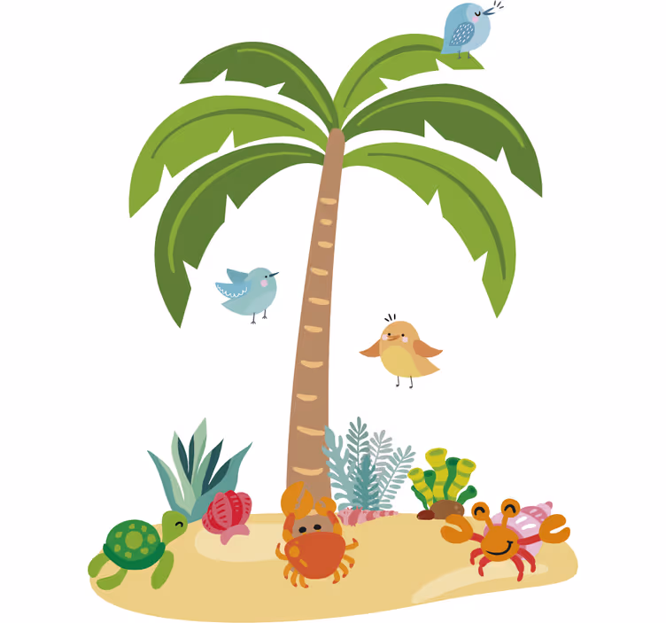 Rollo fenster kinderzimmer palmen und meeresbewohner - TenStickers