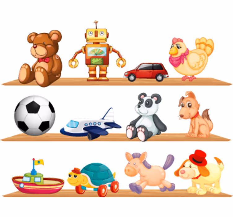 Rollo fenster kinderzimmer mit spielzeugregalen - TenStickers