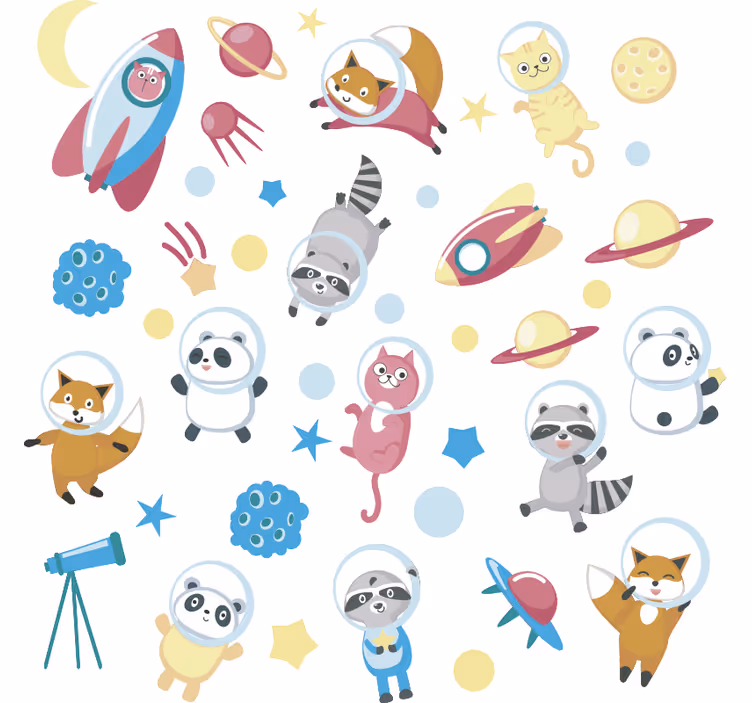 Rollo fenster kinderzimmer tiere im weltraum - TenStickers