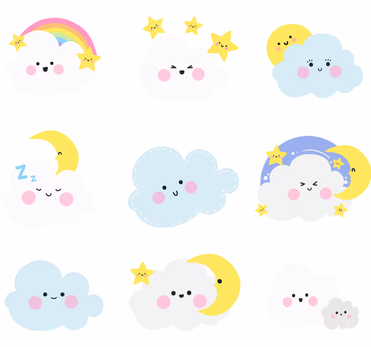 Rollo fenster kinderzimmer weiße und blaue wolken - TenStickers