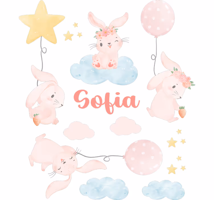 Rollo fenster kinderzimmer mit pinken luftballons und hasen - TenStickers