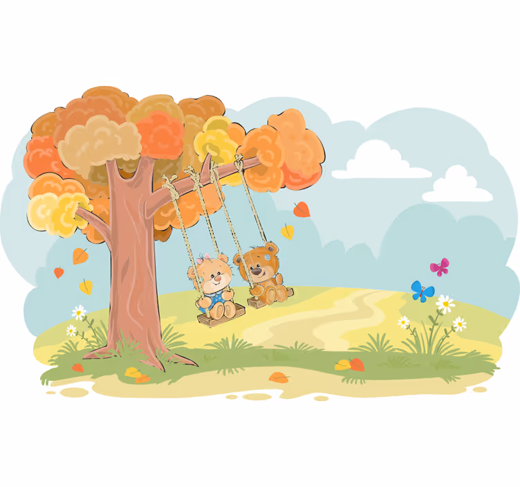 Rollo fenster kinderzimmer bären im wald - TenStickers