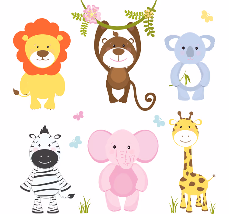 Rollo fenster kinderzimmer mit bunten baby-tieren - TenStickers