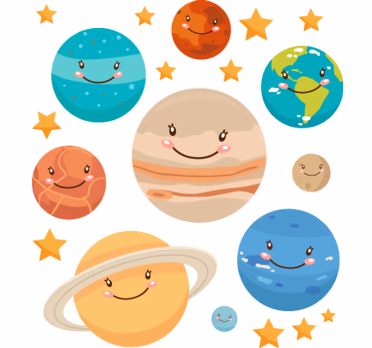 Rollo fenster kinderzimmer mit planeten-stickern - TenStickers