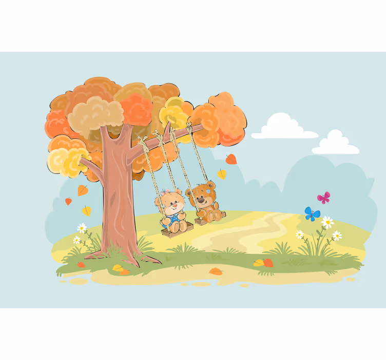 Rollo fenster kinderzimmer mit teddybären im wald - TenStickers