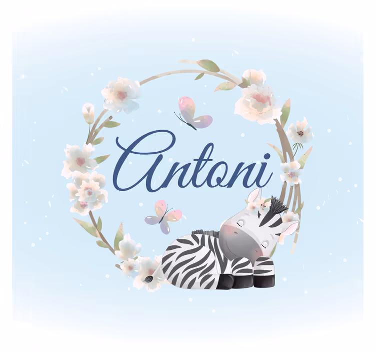 Rollo fenster kinderzimmer niedliche tiere zebra mit namen - TenStickers