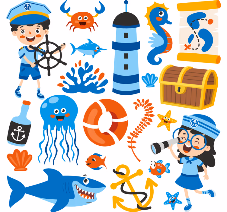 Rollo fenster kinderzimmer piraten und meeresleben - TenStickers