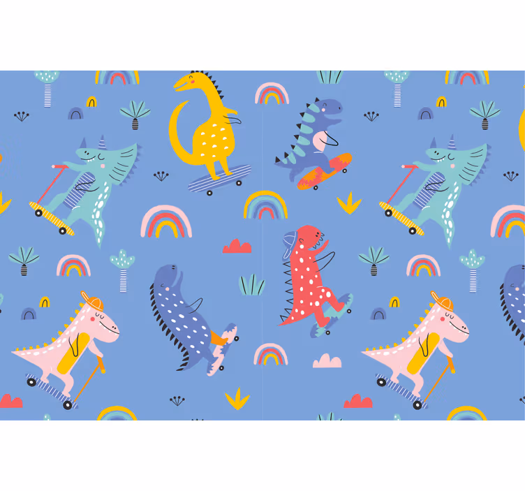 Rollo fenster kinderzimmer mit süßen skater-dinos - TenStickers