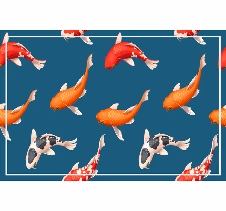 Rollo fenster kinderzimmer mit koi-fisch-muster blau - TenStickers