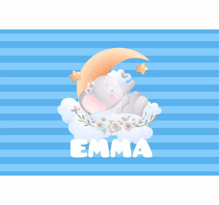 Rollo fenster kinderzimmer elefant mit namen - TenStickers