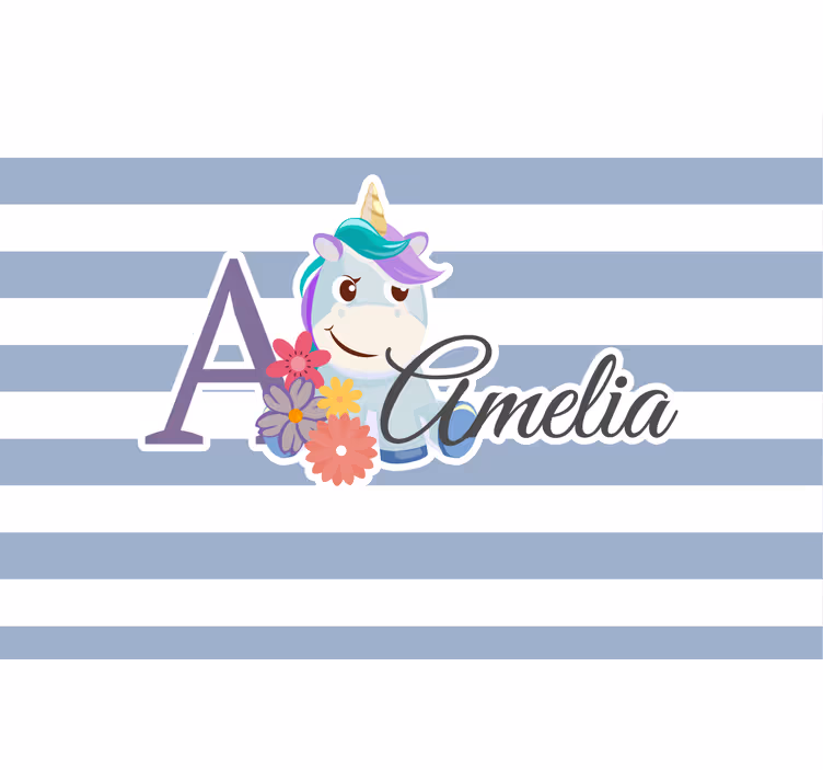 Rollo fenster kinderzimmer niedliche tiere einhorn mit name - TenStickers