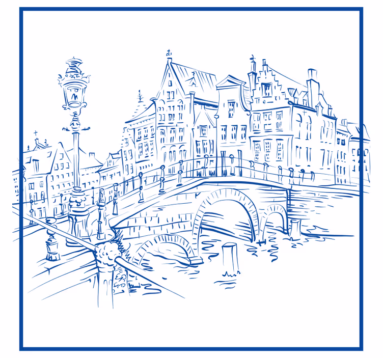 Küchenfenster rollo delfter blaue grachtenhäuser - TenStickers