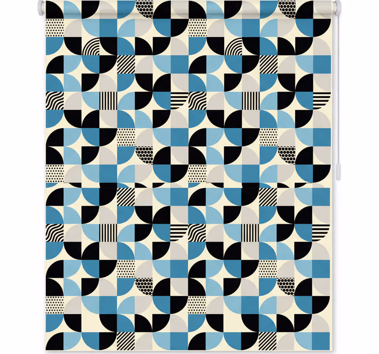 Küchenfenster rollo im retro blauen bauhaus-muster - TenStickers