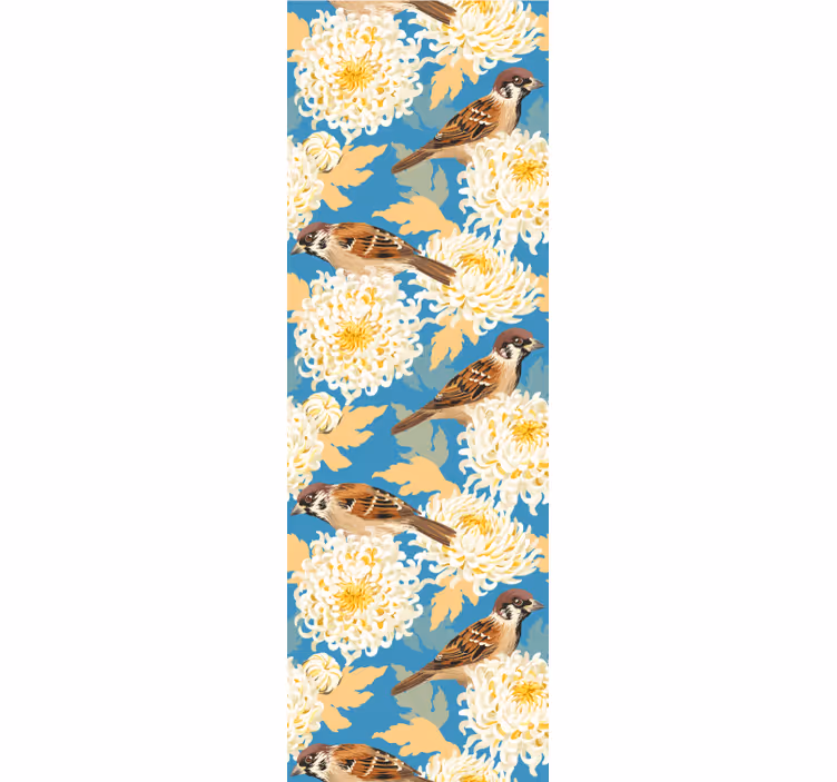 Küchenfenster rollo aquarella vögel und blätter muster - TenStickers