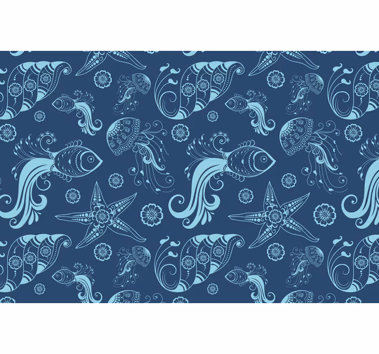 Rollo fenster blau mit maritimen ornamenten - TenStickers