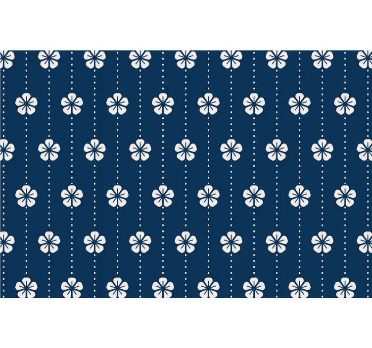 Rollo fenster blau mit blauen blumenlinien - TenStickers
