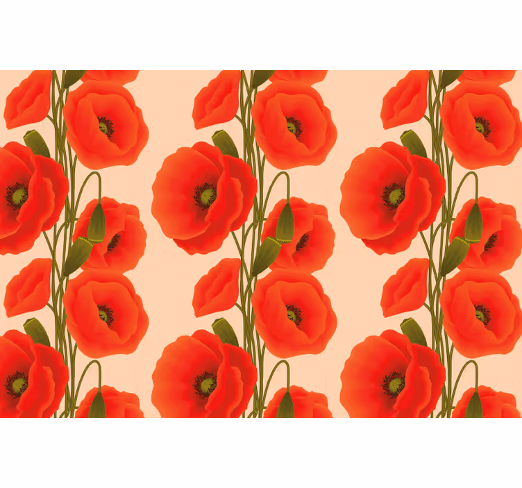 Rollo fenster rot mit mohnblumen-muster - TenStickers