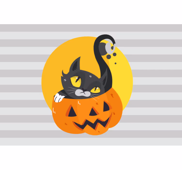 Rollo fenster grau kürbisse und schwarze katze - TenStickers