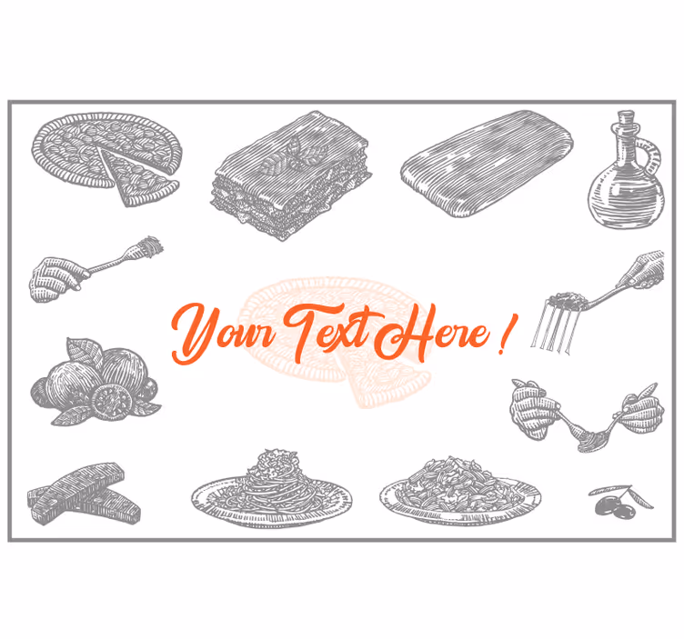 Rollo fenster grau mit italienischen essensikonen - TenStickers
