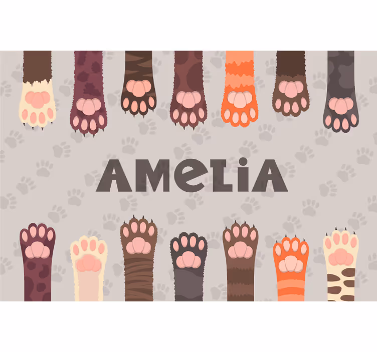 Rollo fenster beige set mit bunten katzenpfoten - TenStickers