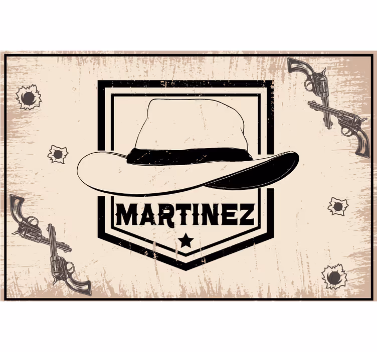 Rollo fenster beige mit cowboyhut und namen - TenStickers