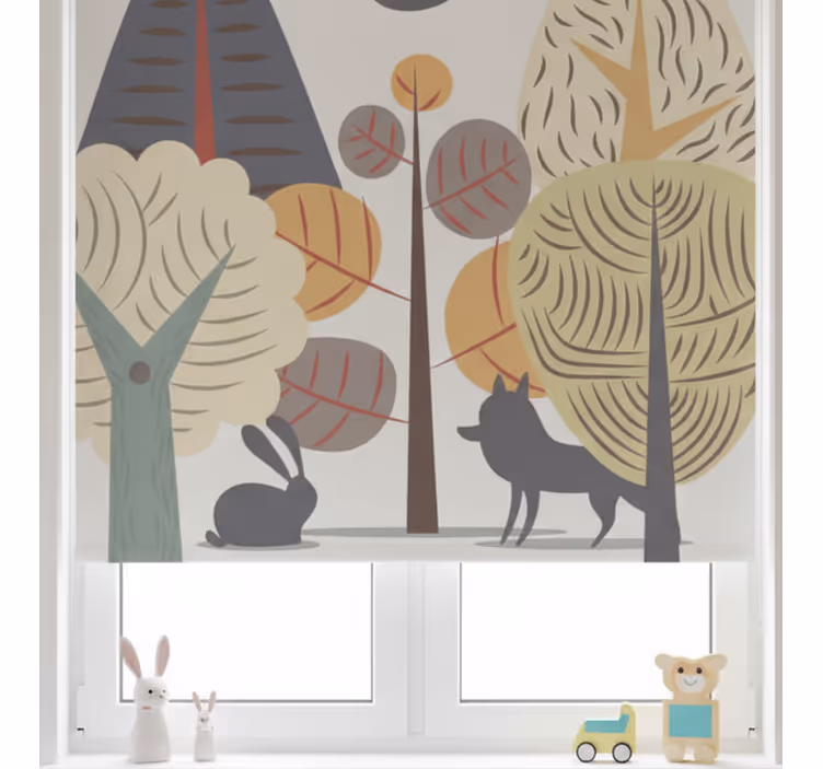 Rollo fenster kinderzimmer pastell glücklicher wald - TenStickers